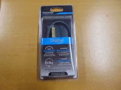 Premium SCART Cable Gold Plated Audio Visual Shielded TV Lead 0.8m Heavy Duty - Image 1 of 2