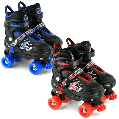 THE MAGIC TOY SHOP Childs Junior Adjustable Quad Roller Skates Boots Children Kids 4 Wheel Rollers