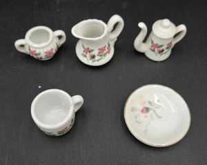 Vtg Japan Miniature Mini Porcelain Dollhouse Plate Pitcher - Picture 1 of 14