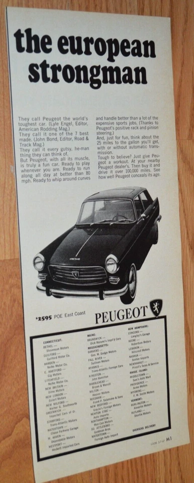 1967 PEUGEOT 404 ORIGINAL LARGE VINTAGE ADVERTISEMENT PRINT AD 67 - Image 1 of 1