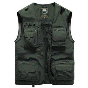 Breathable Mesh Zip Cargo Vest,Men's Multi-Pocket Quick Drying Tactical Vests - Picture 1 of 14