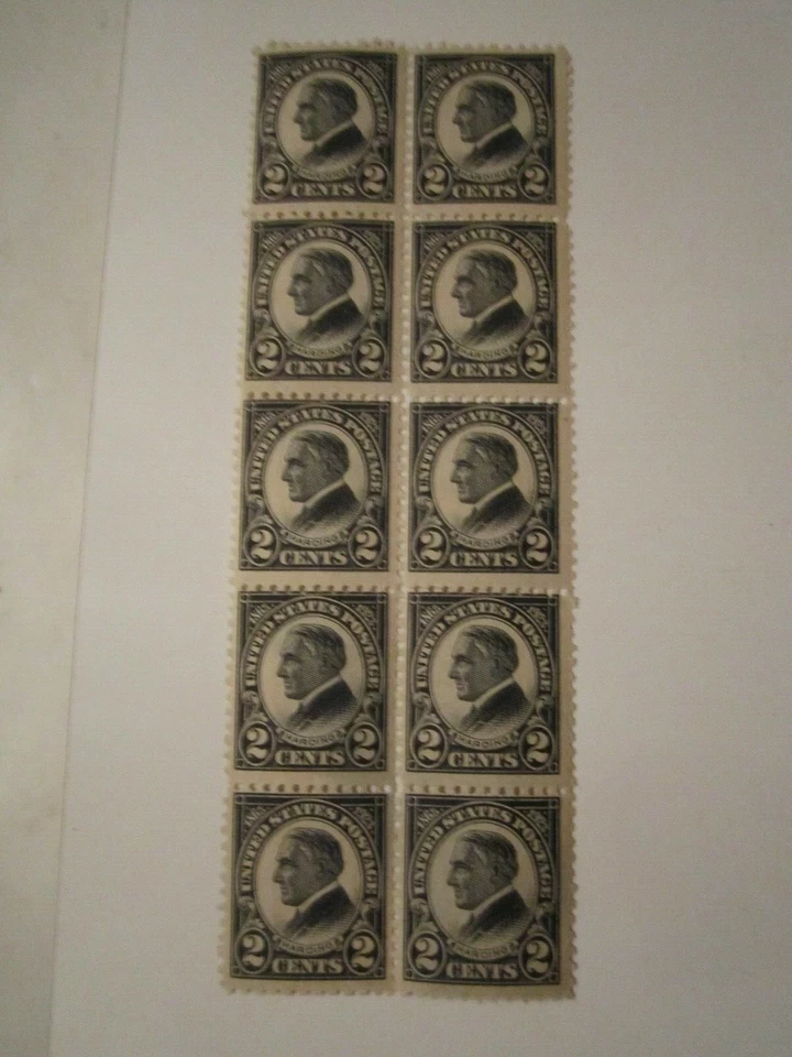 1923 U.S. STAMP PANEL SCOTT #610 2 CENT STAMPS - 10 STAMPS MNH - SHINY GUM OFC-2 - Image 1 of 2