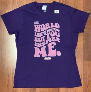 The World Isn’t Perfect But You Inspire Me Barbie T-shirt Purple Pink Size L - Picture 1 of 5