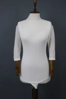 Body cómodo Wolford blanco manga 3/4 cuello redondo elástico talla S Foto 1 de 4