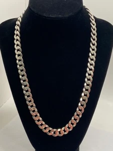 21.5" STERLING SILVER CUBIN LINK NECKLACE, 73 GRAMS, MARKED: 925, LO (TDW035366) - Picture 1 of 4