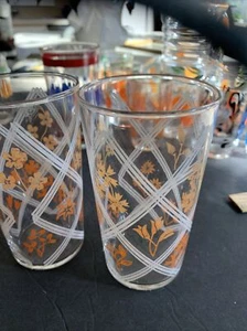 2 Hand Painted Floral 4 1/2” Water Glass 1950’s - Picture 1 of 3
