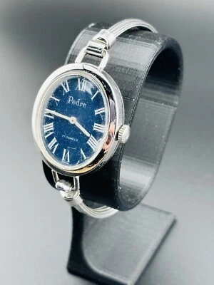 Working Vintage Pedre Women's Silver Tone 17 Jewel Mechanical Bracelet Watch K3 - Image 1 of 4