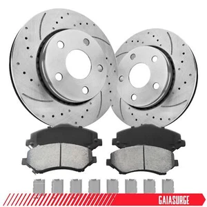 Front Drilled & Slotted Rotors Ceramic Brake Pads For 2007 - 2017 Jeep Wrangler - Picture 1 of 12