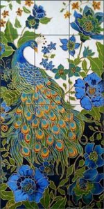 Peacock Tile Backsplash Micheline Hadjis Bird Art Ceramic Mural MHA039 - Picture 1 of 2