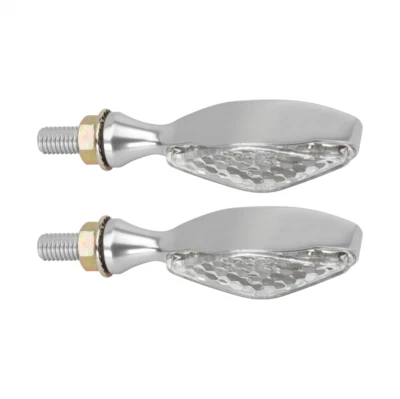 Coppia mini frecce moto LED omologate universali argento gambo corto - Immagine 1 di 2