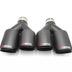 Pair Fit for Akrapovic Real Carbon Fiber 2.5" ID Car Exhaust Tip Dual Pipes End - Picture 1 of 9