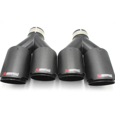 Pair Fit for Akrapo--- Real Carbon Fiber 2.5" ID Car Exhaust Tip Dual Pipes End - Image 1 of 4