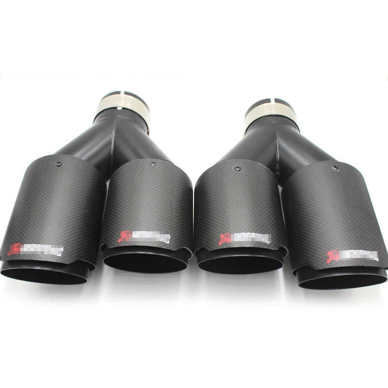 Pair Fit for Akrapo--- Real Carbon Fiber 2.5" ID Car Exhaust Tip Dual Pipes End - Image 1 of 4