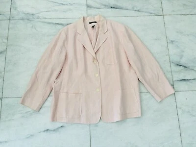 Blazer Lauren Ralph Lauren Mujer’s 100% Lino Rosa 3 Botones Talla Grande 20W Foto 1 de 4