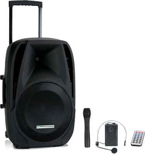 MOBILE DJ PA ANLAGE 15" AKKU LAUTSPRECHER TROLLEY BOX USB SD MP3 BLUETOOTH MIC - Bild 1 von 12