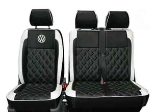 VW Transporter T5 T6 5 Seater Leatherette Seat Covers With Logos - Picture 1 of 1