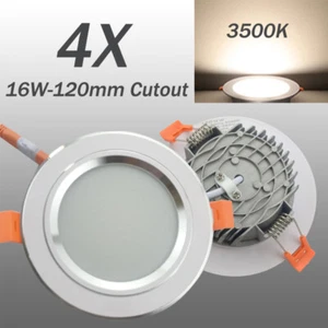 4XLED Down Light 120mm Cutout 16W Warm White Dimming 3500K AU Plug - Picture 1 of 12