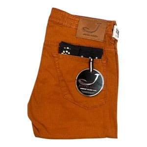 Pantalón vaquero hombre JACOB COHEN J613 COMF 5 bolsillos naranja marrón óxido hecho a mano ¡NUEVO! - Imagen 1 de 14