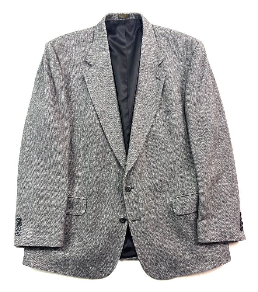 Chaqueta Blazer Abrigo De Colección Robert Stock 48L Gris Negro Espiga Tweed Foto 1 de 4