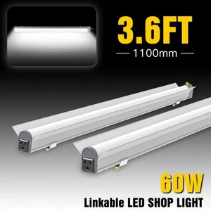 2 Pack Utility LED Shop Light 60W 7800LM 5000K Linkable Workbench Light W/Plug - Picture 1 of 12