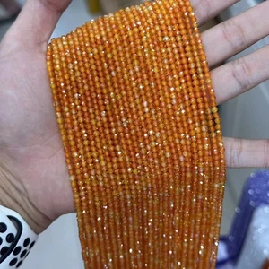 Cuentas de circón naranja dorado facetado micro redondo natural de 2/3/4 mm para hacer joyas - Imagen 1 de 7