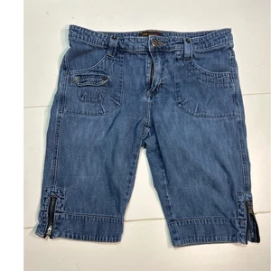 Lee One True Fit Women's Denim Capri Cropped Pants Blue Zipper Detail Size 9/10M - Picture 1 of 5