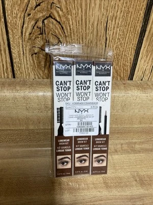 3 Pack NYX - Can't Stop Won't Stop - Longwear Brow Kit - Brunette New - Image 1 of 3