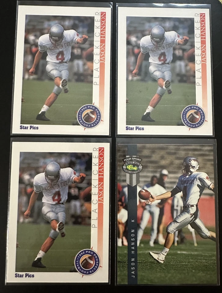 1992 Star Pics Classic Draft Pick Detroit Lions Jason Hanson 4 Rookie Card Lot - Image 1 of 2