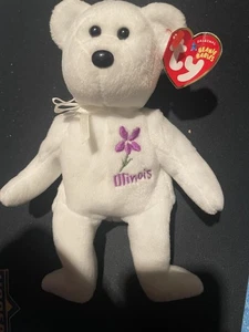 TY Beanie Baby - ILLINOIS VIOLET l'Orso (esclusivo spettacolo) (8,5 pollici) - Foto 1 di 3