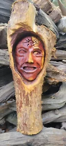 ORIGINAL WOOD SPIRIT CARVING in CEDAR.  His name is Joe Roe.  HE NEEDS A HOME. - Picture 1 of 3