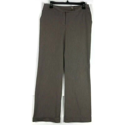 Thalian Women’s Wide Leg Dress Pants Size 4 Brown with Pockets Cuffed Hem Foto 1 de 4