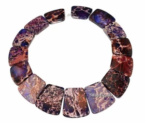 JUEGO DE 15 CUENTAS GRADUADAS DE PIEDRAS PRECIOSAS DE JASPE IMPERIAL SEDIMENTO MARINO - Imagen 1 de 1