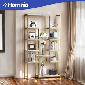 6 Tier Corner Etagere Bookcase Bookshelf Display Gold Rack Storage Living Room - Picture 1 of 11