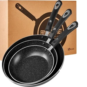 Set Padelle Antiaderenti - Set di 3 Pezzi Padelle in Alluminio, 8", 9,5" e 11" - Foto 1 di 9