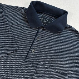 Dunhill Polo Men's S Black Mercerised Cotton Made in Italy Micro Pattern Shirt - Picture 1 of 13