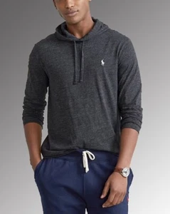 Polo Ralph Lauren Long Sleeve Hooded T-Shirt Black Heather Men Size Medium - Picture 1 of 7