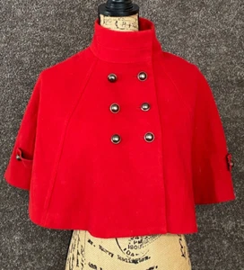 Forever21 Button Up Cover Up Poncho Jacket Small Women's Red Cape - Picture 1 of 13