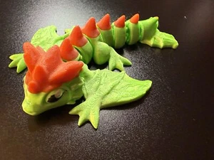 Drago articolato per bambini viverna 5 pollici verde arancione - Foto 1 di 4