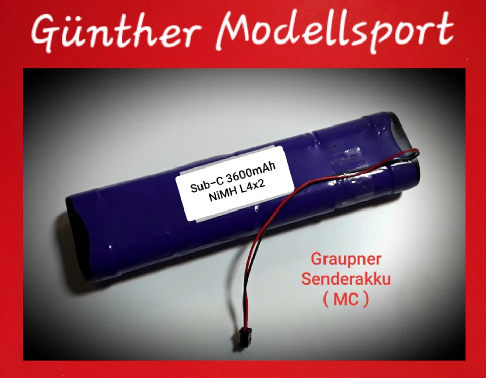 BOMBAX Sub-C 3600mAh NiMH L4x2 Graupner Send.-Akku,  47257 Gü-Modelllsport - Bild 1 von 1
