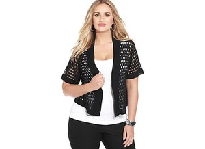 Cárdigan Túnica Encogimiento Negro Suéter NUEVO 1X 18W Mujer NYCollection M56 - Imagen 1 de 2