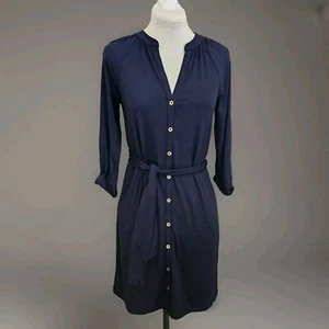 Lilly Pulitzer Navy Bailor Shirt Dress Wmns XS Jersey Knit Roll Tab Sleeve NWT - Picture 1 of 14