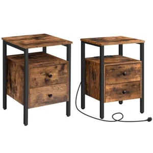 HOOBRO Bedside Table Side Table End Table Nightstand with 2 Drawers Bedroom - Picture 1 of 18