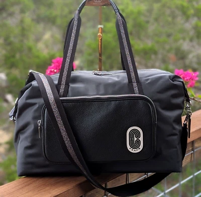 COACH Charcoal / Black Leather & Nylon COURT WEEKENDER Duffle Suitcase #C4096 - Image 1 of 4