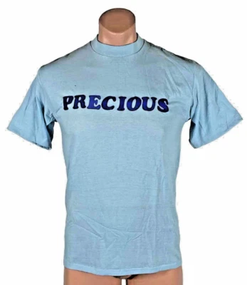 Camisa PRECIOSA de Fieltro Años 80 De Colección - HECHA EN EE. UU. Camisetas Cabeza Diamante Azul Bebé M Foto 1 de 4