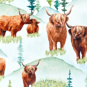 Snow The Highland Cow Digital Cuddle Minky Tela BT yarda X 58 pulgadas Shannon - Imagen 1 de 1
