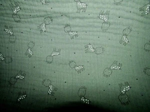 Bambino Double Musselin Windelstoff dusty green Giraffen 100x 65 cm Neu - Bild 1 von 3