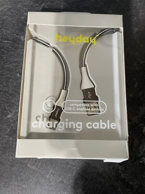 heyday 4' USB-C to USB-A Braided Cable - Black/White/Gunmetal - Image 1 of 2