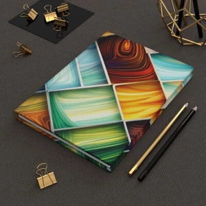 Hardcover Journal Matte_5.75"x8"_150 Pages_Lined_Square Pattern(Full Wrap) - Picture 1 of 6