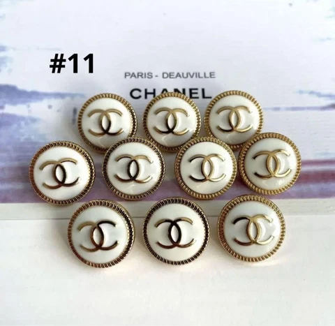 Chanel Vintage Parts Button Gold White 10 pieces Set Free shipping Cover
