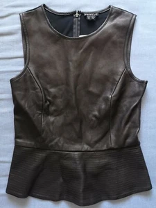 THEORY Women's Black Lamb Leather Top Size M Medium Good Used Condition - Picture 1 of 5